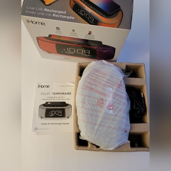 iHome Wireless Charging Bluetooth Color Changing Alarm Clock Speaker with USB - Picture 7 of 16